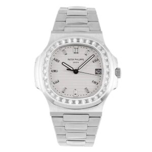 Nautilus Jumbo 5711/1A-011 White Dial with Diamond Bezel