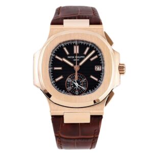 Nautilus Chronograph 5980/1R in Rose Gold on Brown Leather Strap