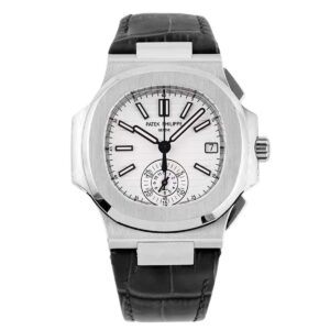 Nautilus 5980/1A-019 White Dial in Steel on Leather Strap