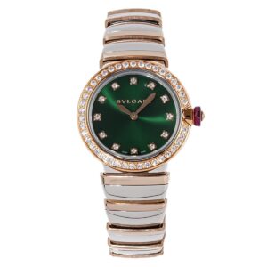 Lvcea Emerald Green Dial in Rose Gold/Steel with Diamond Bezel