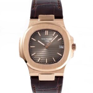 Nautilus Jumbo 5711 Brown Dial in Rose Gold with Brown Leather Strap