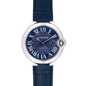 Ballon Bleu De Cartier 42mm Blue Dial in Steel on Blue Leather Strap
