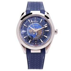 Seamaster Aqua Terra Worldtimer Master Chrononometer Blue Dial on Blue Rubber Strap