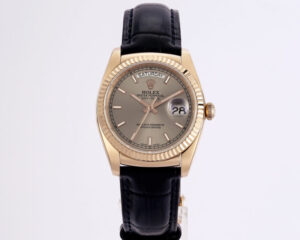 Day-Date 40 Silver Dial in Rose Gold on Leather Strap