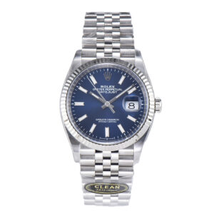 Datejust 36 126234 Bright Blue Dial with Stick Marker in Steel in Jubilee Bracelet Clean Factory