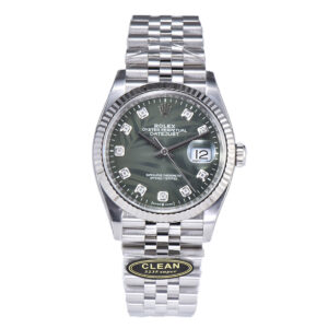 Datejust 36 126334 Olive Green Dial with Diamond Marker on Jubilee Bracelet