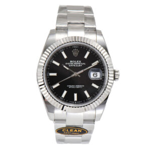 Datejust 41 126334 Clean Factory Bright Black Dial Stick Markers on Oyster Bracelet