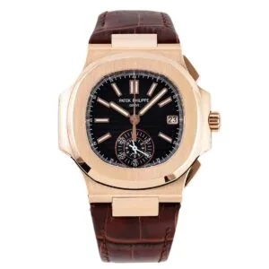 Nautilus Chronograph 5980/1R in Roségold am braunen Lederarmband