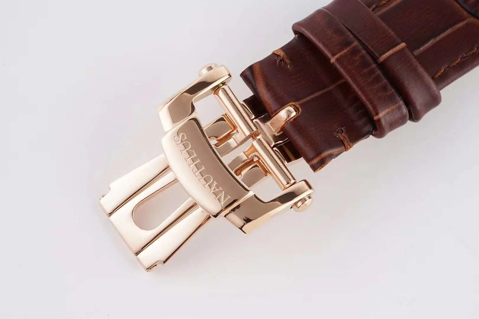 Nautilus Chronograph 5980/1AR en acier et or rose sur bracelet en cuir marron – Image 7