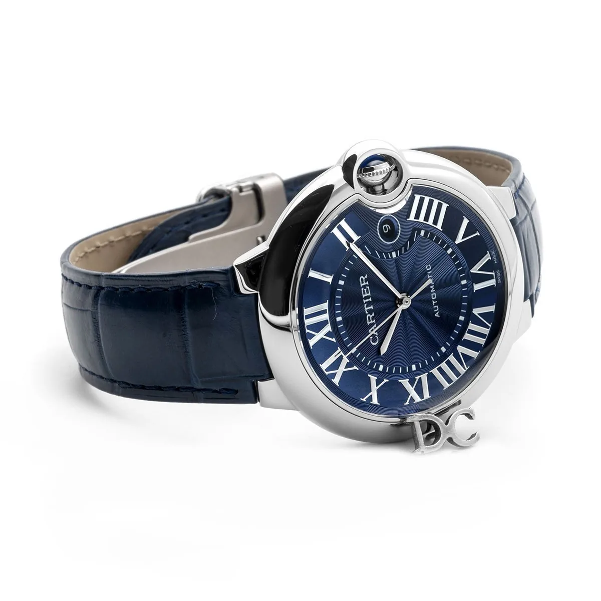 Ballon Bleu De Cartier 42mm quadrante blu in acciaio su cinturino in pelle blu - immagine 2