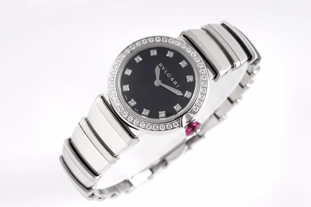 Lvcea cadran noir en acier lunette diamants – Image 3