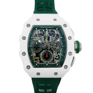 RM 011-02 Le Mans Classic chronographe vert sur bracelet en caoutchouc vert