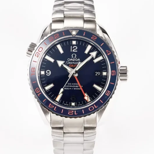 Planet Ocean 600M Co-Axial GMT 43.5mm VSF 1:1 Best Edition Blue Dial Blue Ceramic Bezel on SS Bracelet A8605 Super Clone