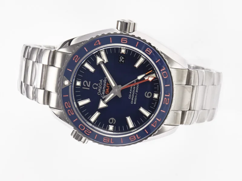 Planet Ocean 600M Co-Axial GMT 43.5mm VSF 1:1 Best Edition blaues Zifferblatt blaue Keramiklünette am SS-Armband A8605 Super Clone – Bild 3