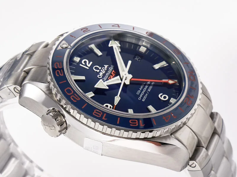 Planet Ocean 600M Co-Axial GMT 43.5mm VSF 1:1 Best Edition blaues Zifferblatt blaue Keramiklünette am SS-Armband A8605 Super Clone – Bild 6