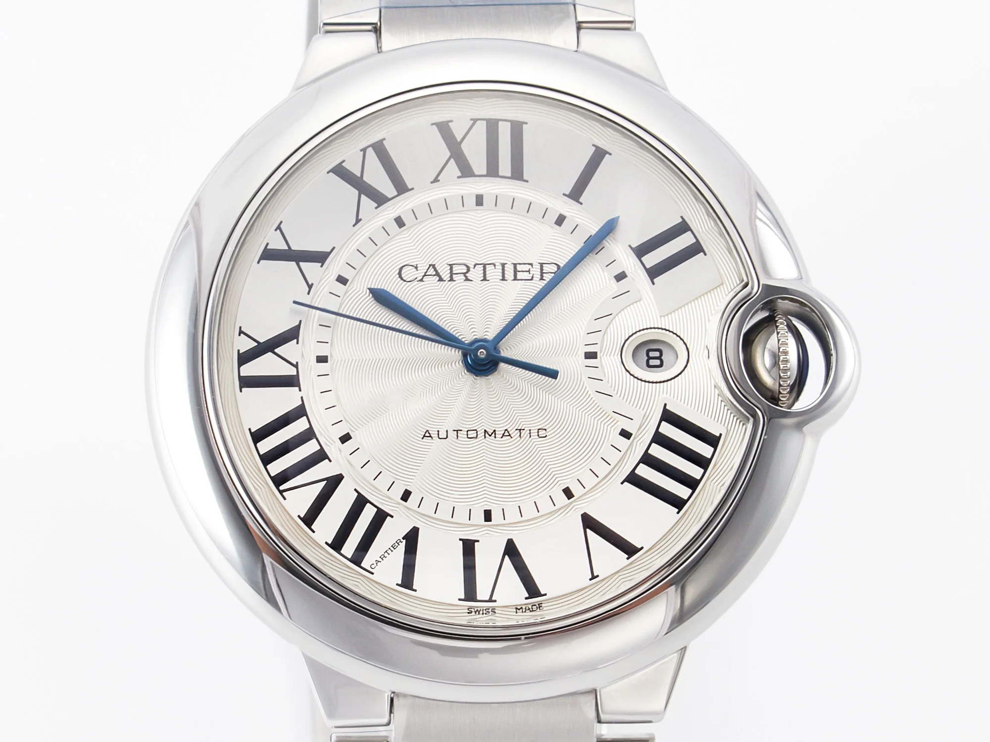 Ballon Bleu 42mm SS AF 1:1 Best Edition White Texture Dial on SS Bracelet A2824 V5
