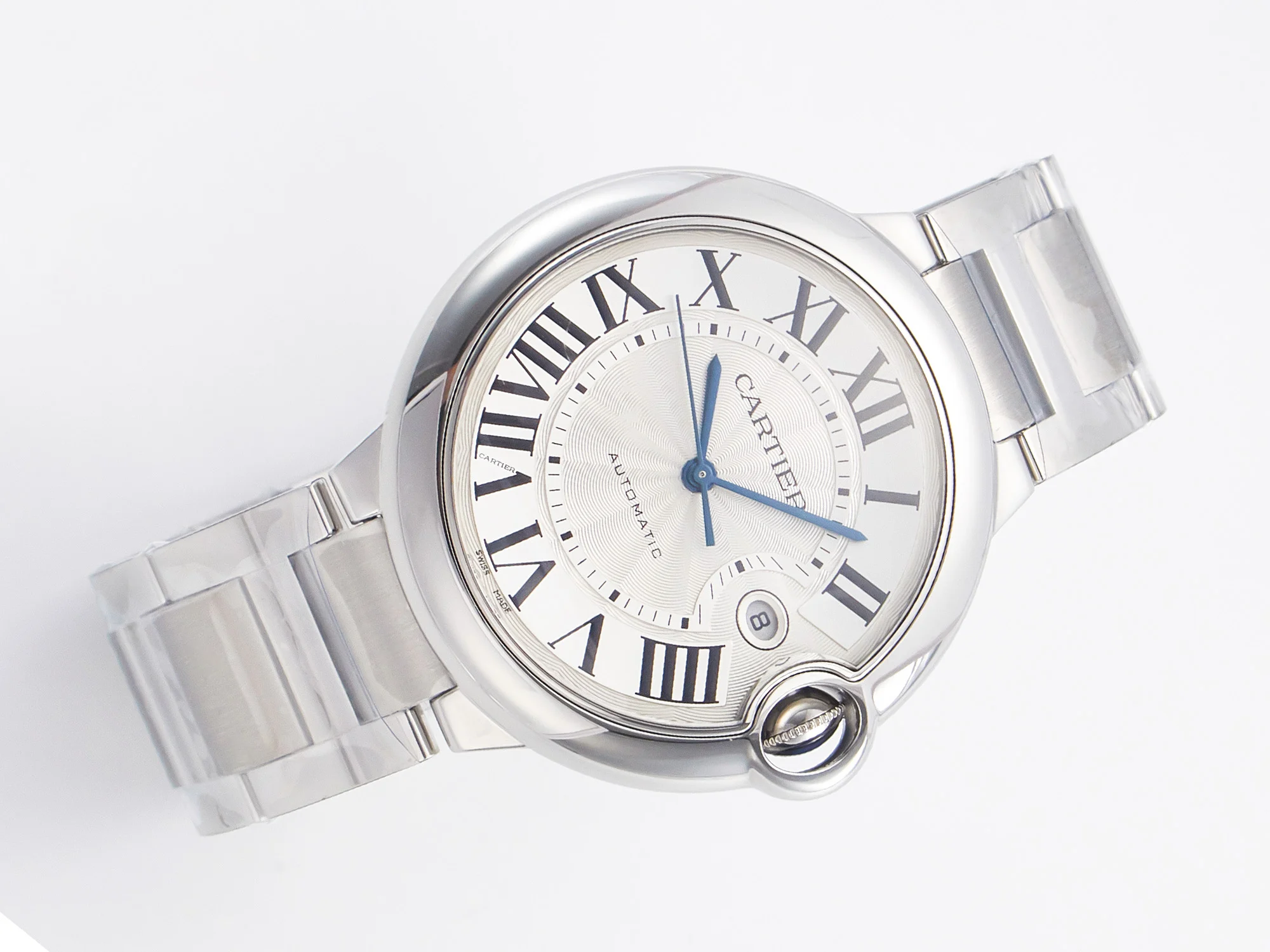 Ballon Bleu 42mm SS AF 1:1 Best Edition White Texture Dial on SS Bracelet A2824 V5