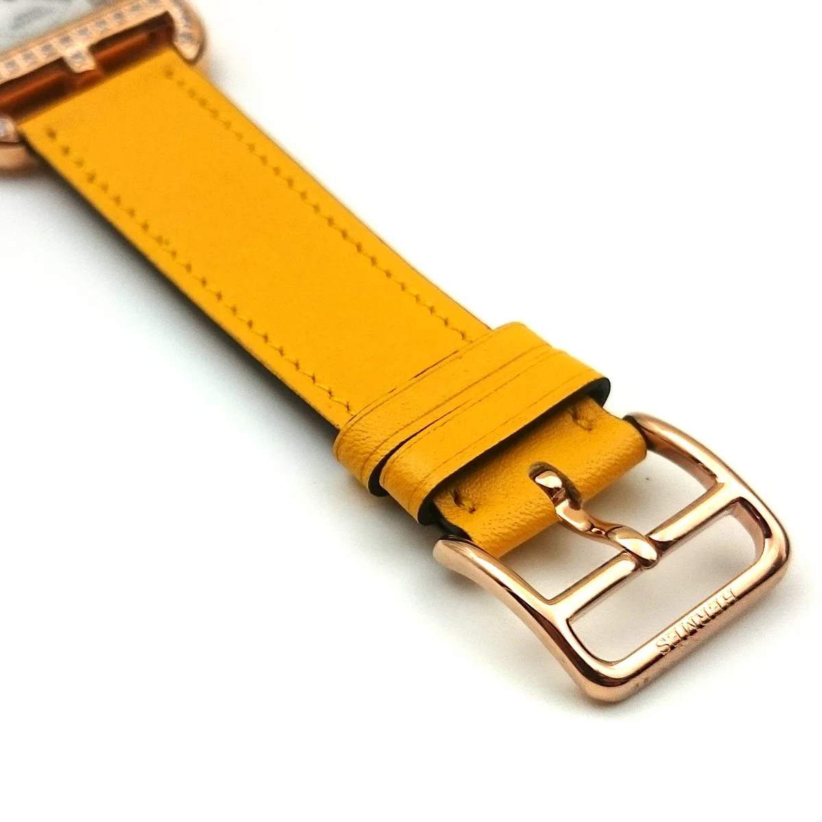 Cape Cod GM Quartz Rose Gold with Diamond Bezel on Yellow Fjord Leather Strap