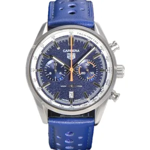 Carrera Chronograph 43 Blue Dial on Leather Strap