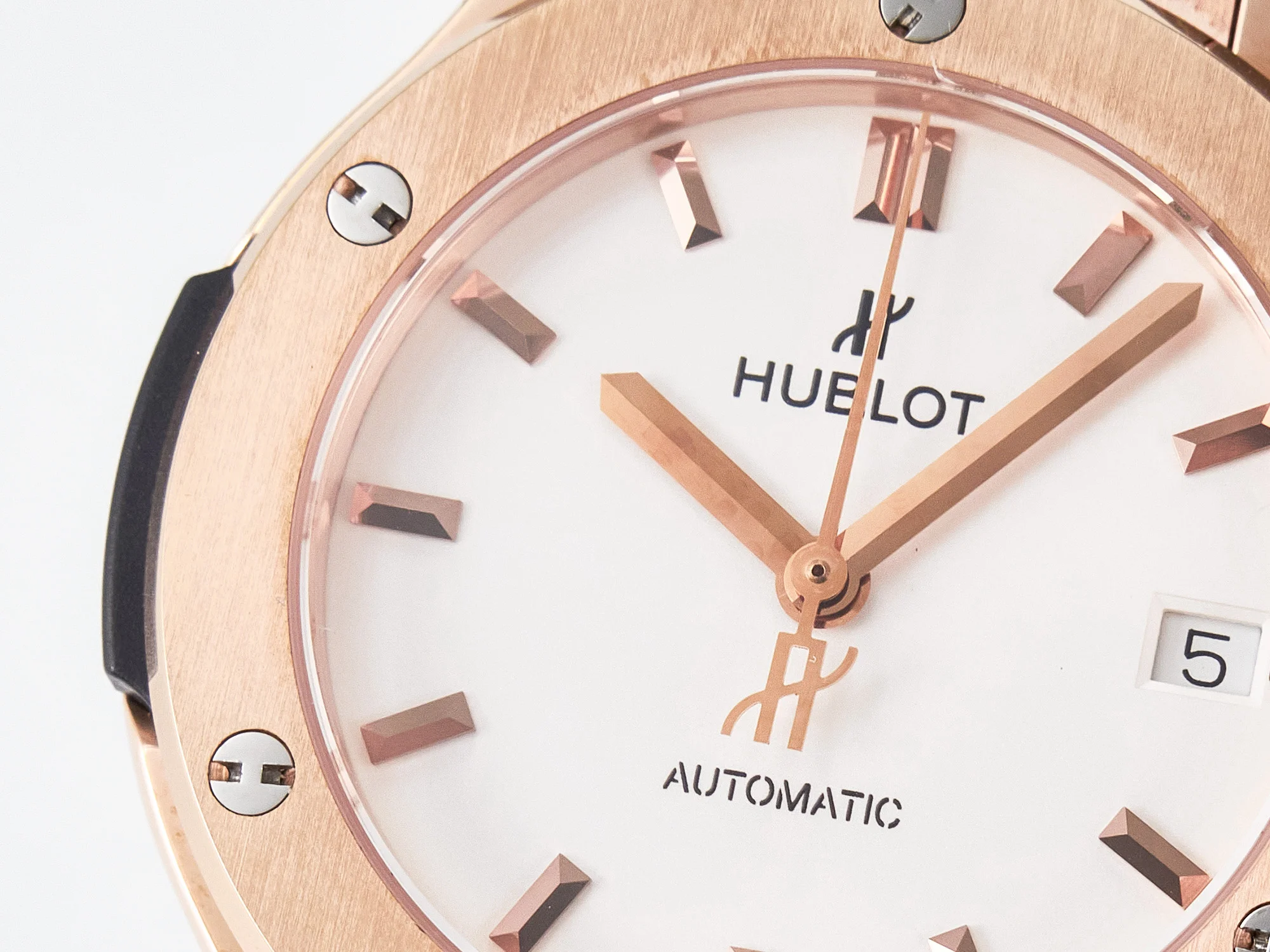 Classic Fusion 38mm RG JJF 1:1 Best Edition White Dial on Black Gummy Leather Strap