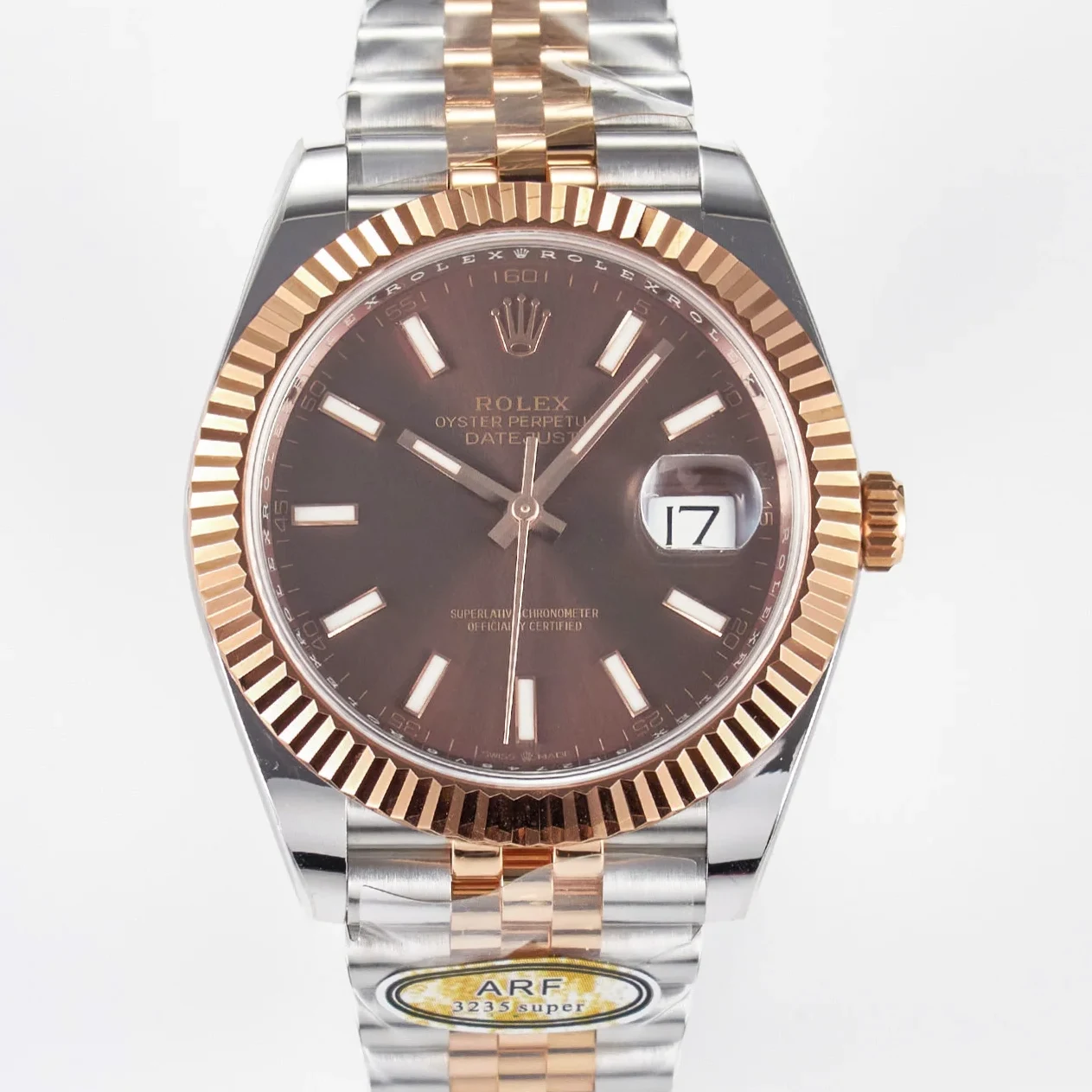 DateJust 41 126331 ARF 1:1 Best Edition 904L Steel Brown Dial on SS/RG Jubilee Bracelet SH3235(Gain Weight)