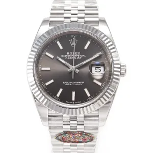 DateJust 41 126334 904L SS Clean Best Edition Gray Rhodium Dial on Jubilee Bracelet S3235