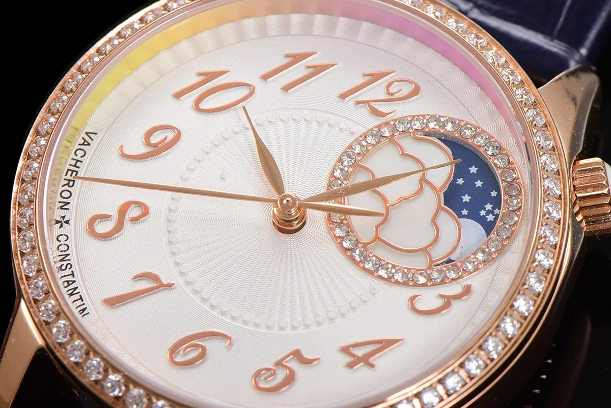 Egerie Moonphase Muse White Dial in Pink Gold