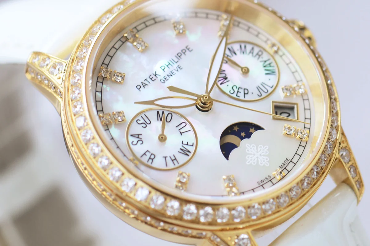 Grand Complications Ladies First Perpetual Calendar with Diamond Bezel in Yellow Gold on Leather Strap on Leather Strap