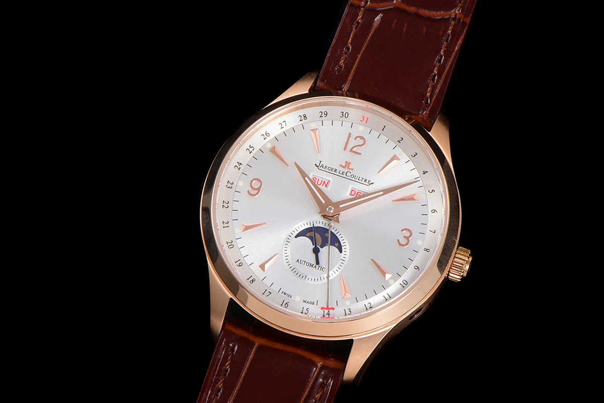 Master Calendar Silver Dial in Rose Gold on Brown Leather Strap