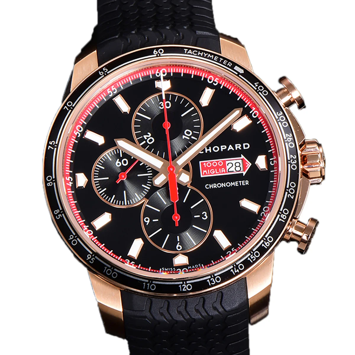 Mille Miglia GTS Chrono Black Dial in Rose Gold