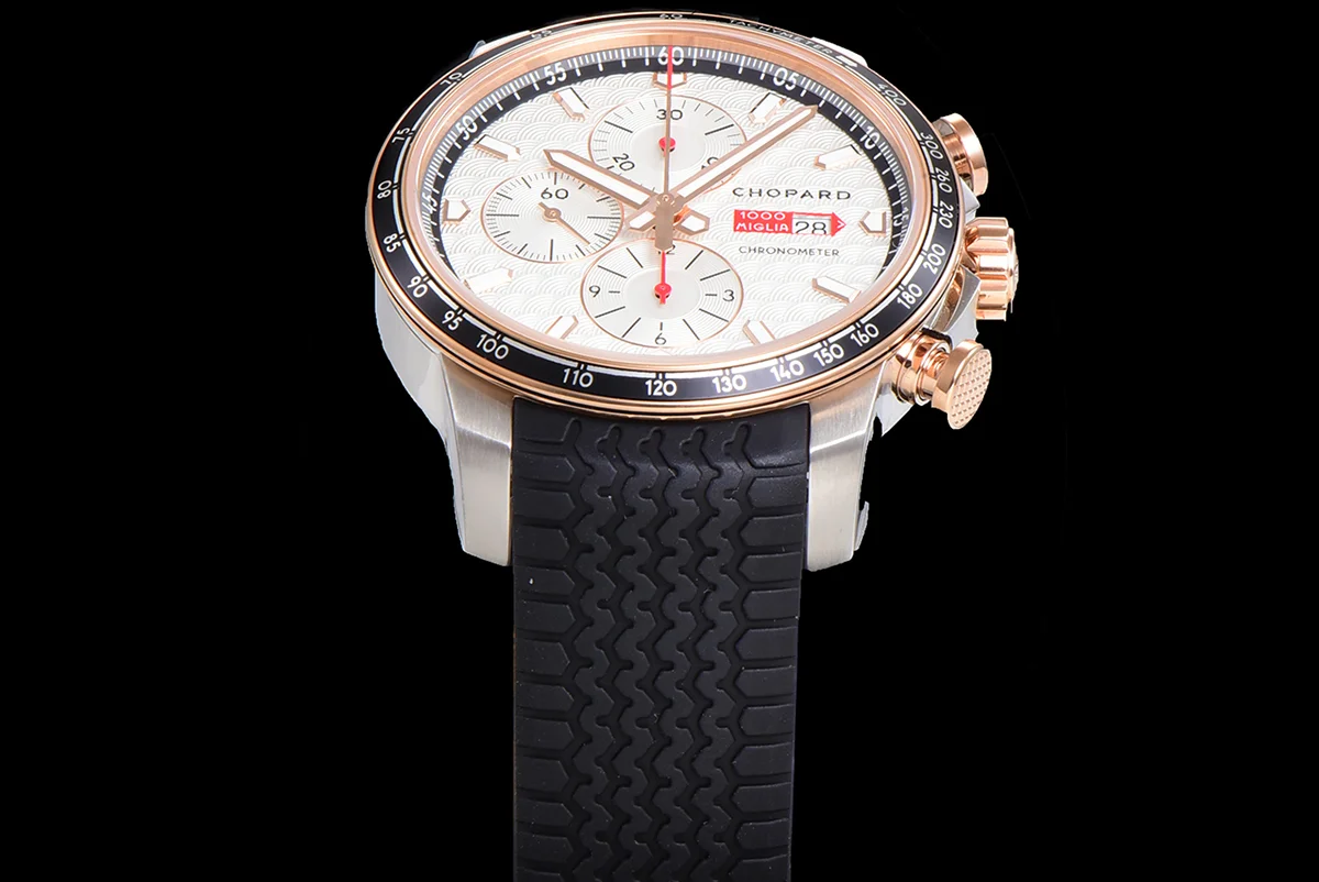 Mille Miglia GTS Chrono White Dial in Rose Gold/Steel