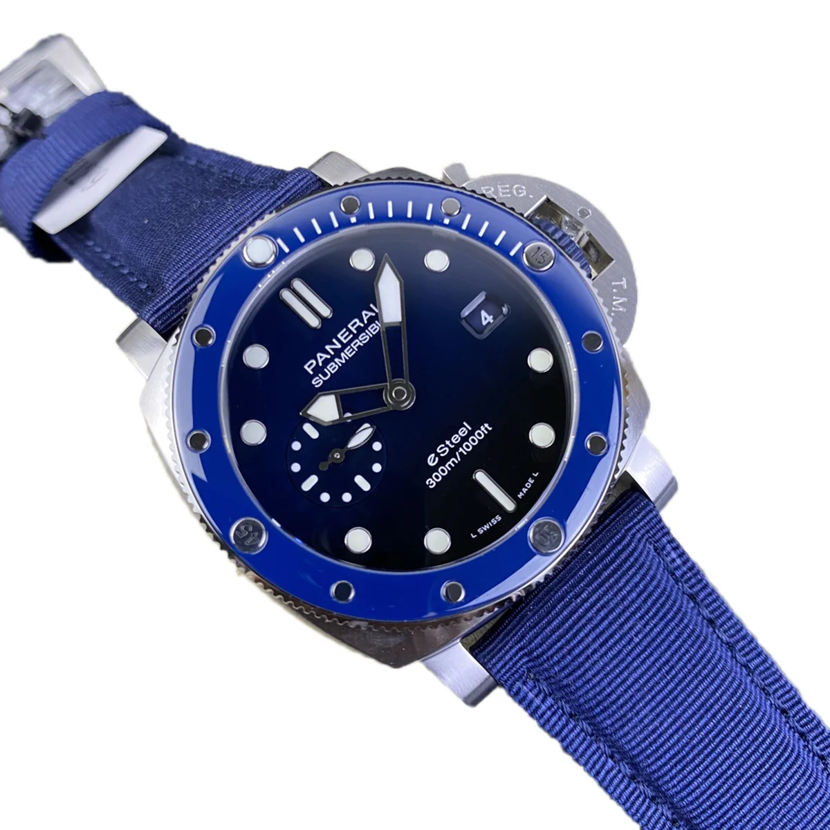 PAM1289 Submersible QuarantaQuattro Esteel™ Blue Profondo 44mm
