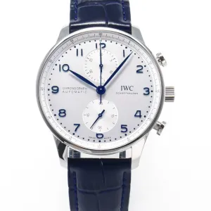 Portuguese Chrono IW371605 ZF 1:1 Best Edition White Dial on Blue Leather Strap A69355