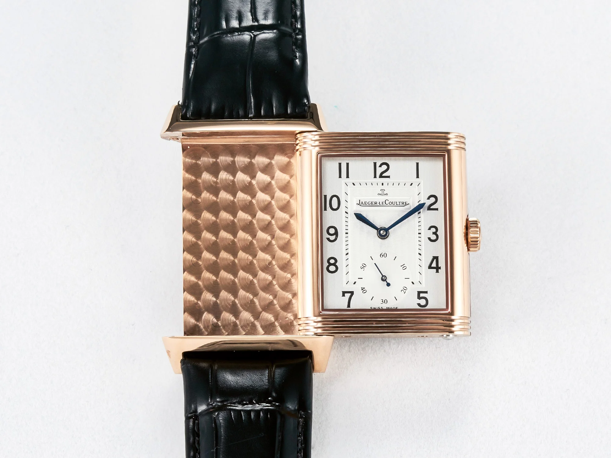 Reverso Classic Duoface Small Seconds RG MGF Best Edition White Textured Dial on Black Leather Strap A854A