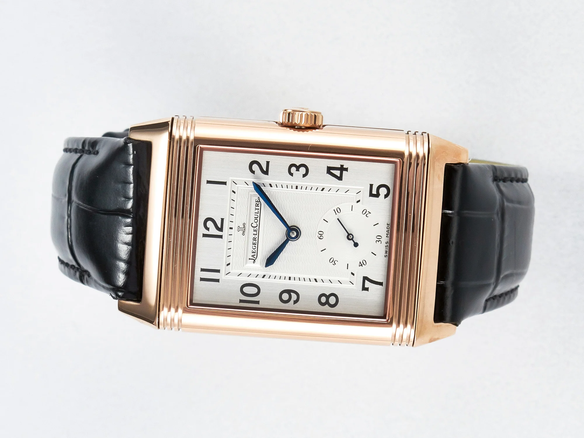 Reverso Classic Duoface Small Seconds RG MGF Best Edition White Textured Dial on Black Leather Strap A854A