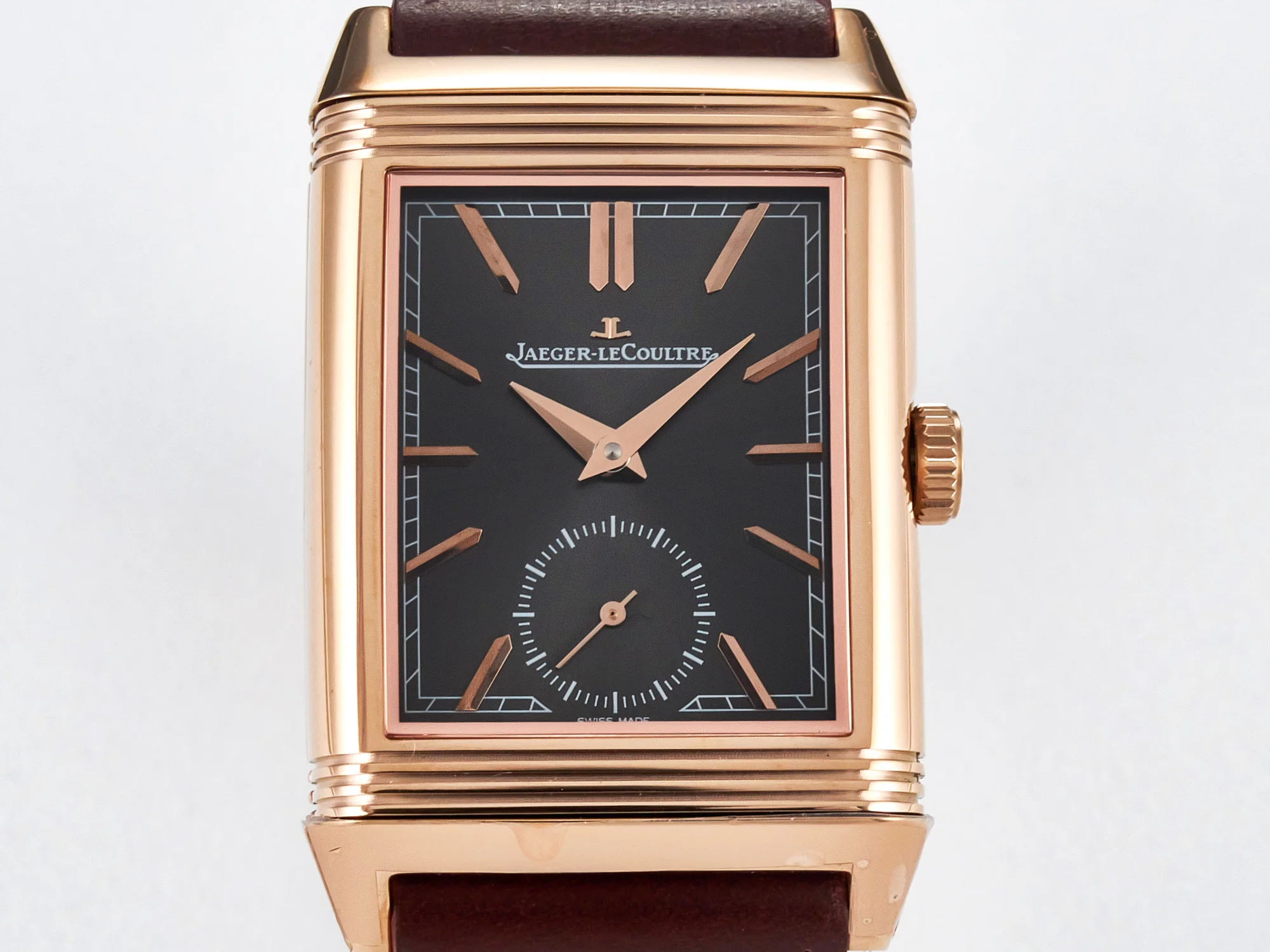 Reverso Tribute Duoface Small Seconds RG MGF Best Edition Black Dial on Red Leather Strap A854A