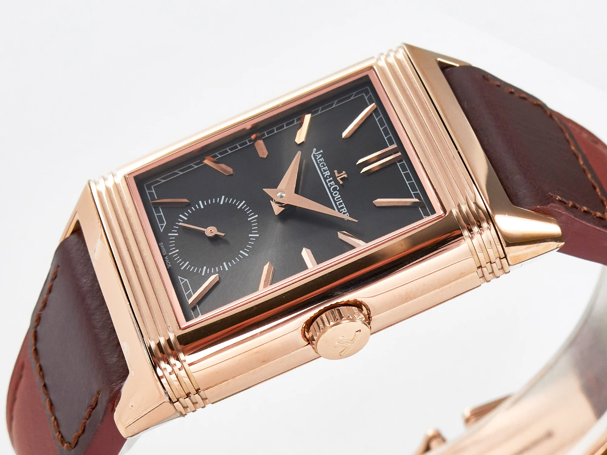 Reverso Tribute Duoface Small Seconds RG MGF Best Edition Black Dial on Red Leather Strap A854A