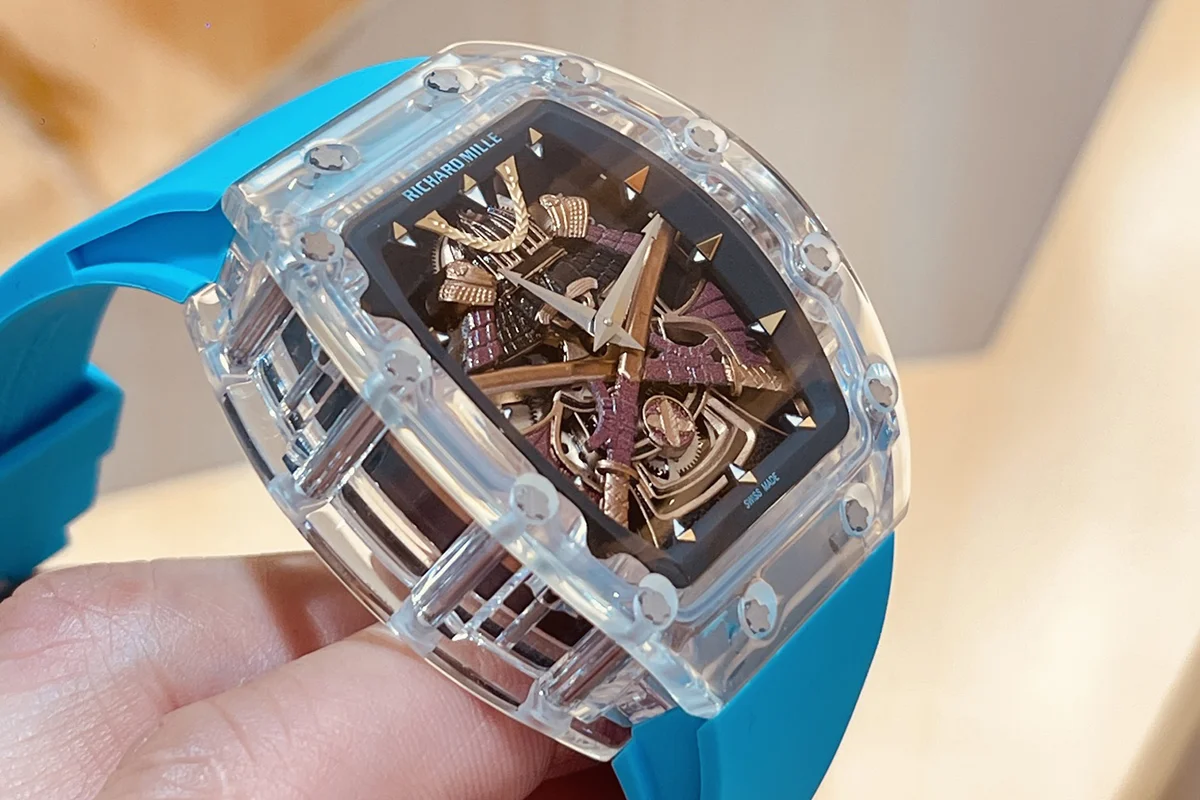RM047 Tourbillon Samurai Sapphire on Blue Rubber Strap