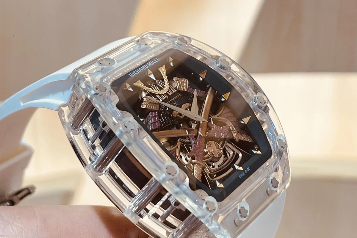 RM047 Tourbillon Samurai Sapphire on White Rubber Strap