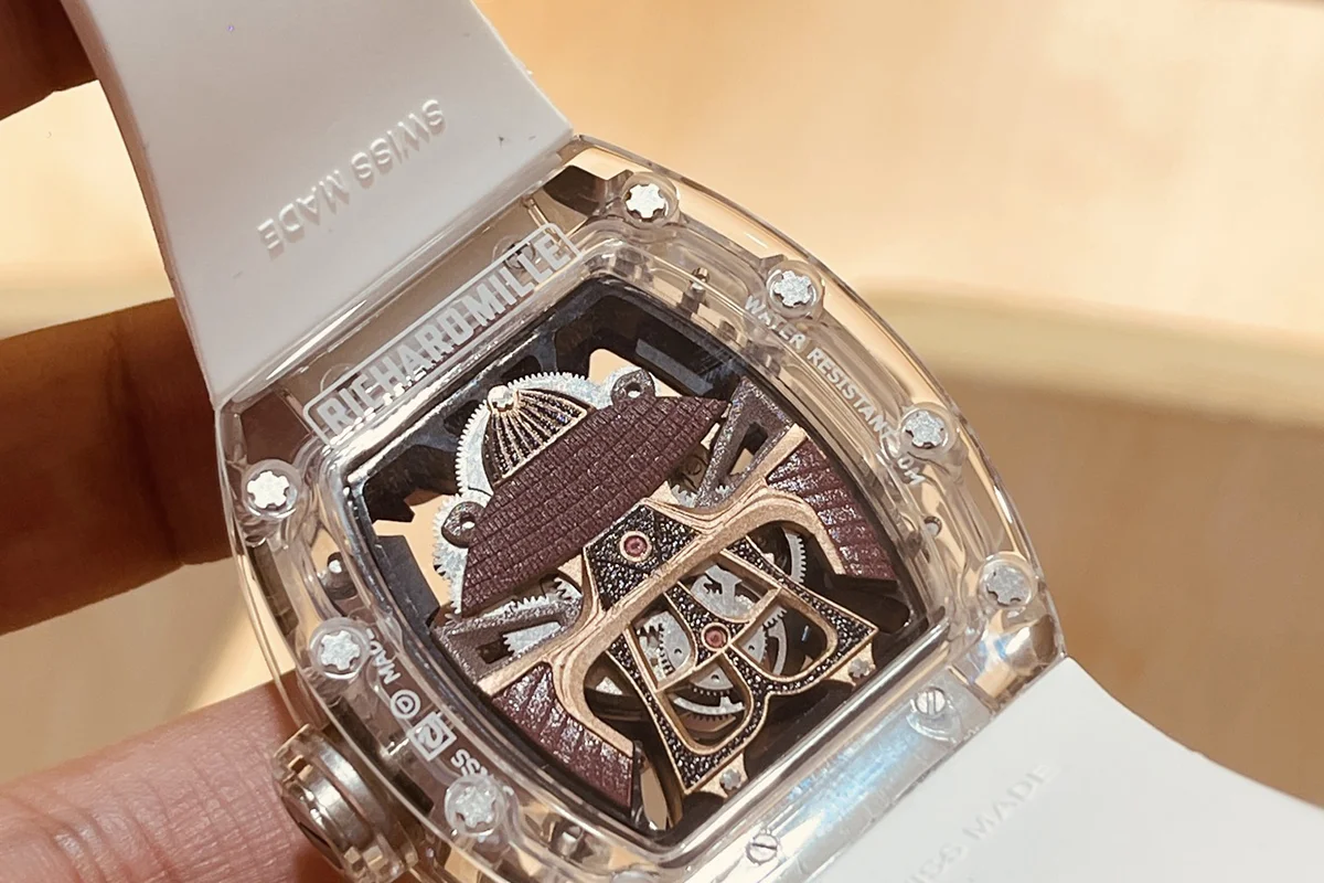 RM047 Tourbillon Samurai Sapphire on White Rubber Strap