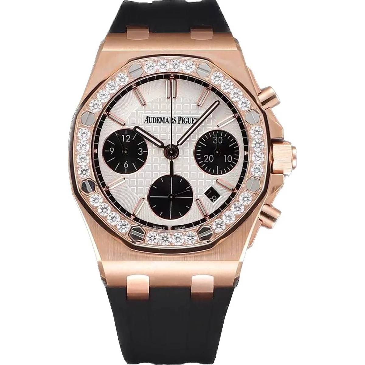 Royal Oak Offshore Selfwinding Chronograph 37mm White/Black Dial in Rose Gold