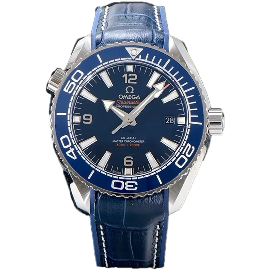 Seamaster Planet Ocean 600M 43.5mm Blue Dial in Steel on Leather Strap