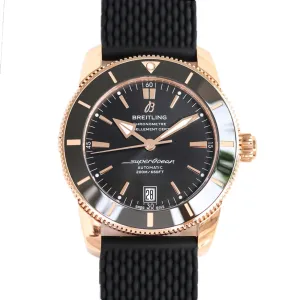 Superocean Heritage II B20 Automatic 42mm in Black Dial on Black Bezel in Rose Gold on Rubber Strap