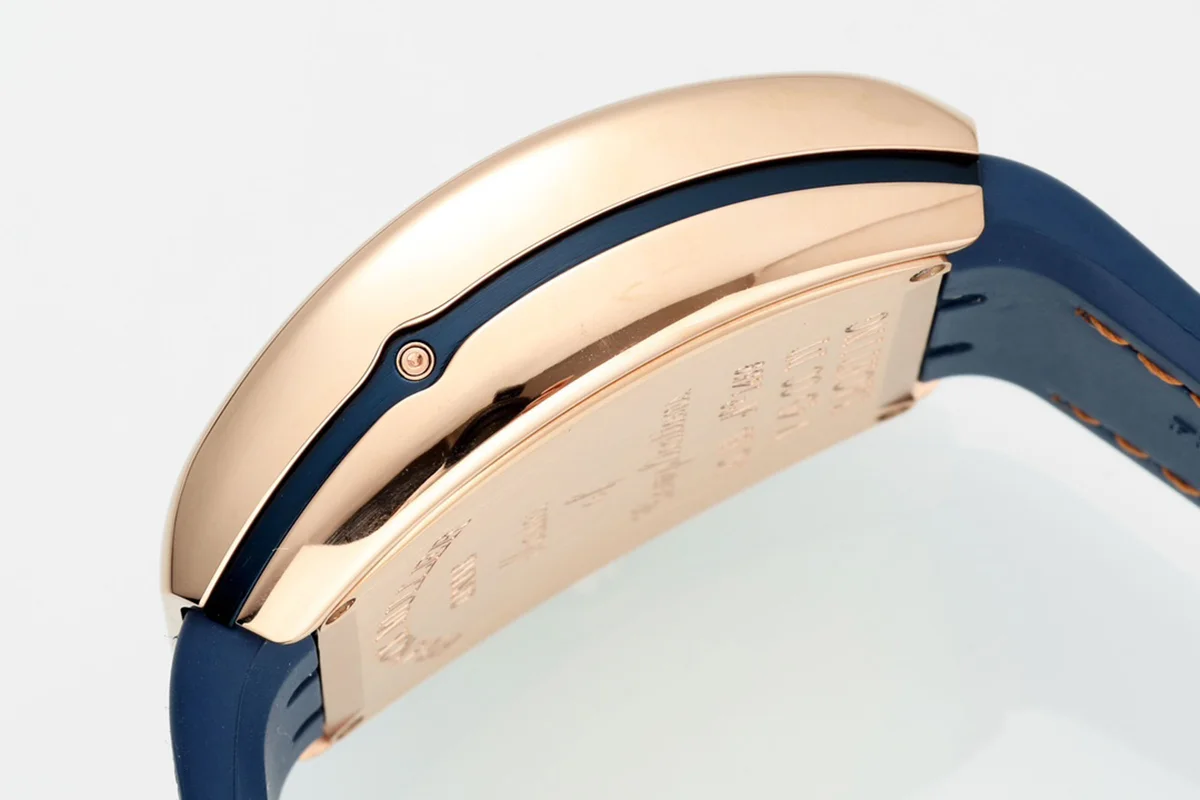 Vanguard V45 Chronograph Blue/White Dial with White Marker in Rose Gold on Leather Strap